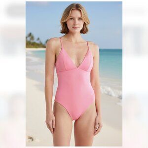 NWT Becca V-Neck Underbust One Piece Swimsuit X-Large, GARDEN PINK